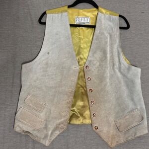 B B Dakota For BP Nordstrom Suede Vest Mens XL Beige Yellow Lined Pockets